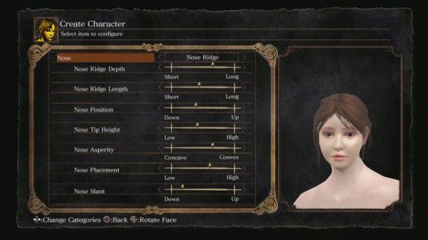 DARK SOULS: REMASTERED female character sliders