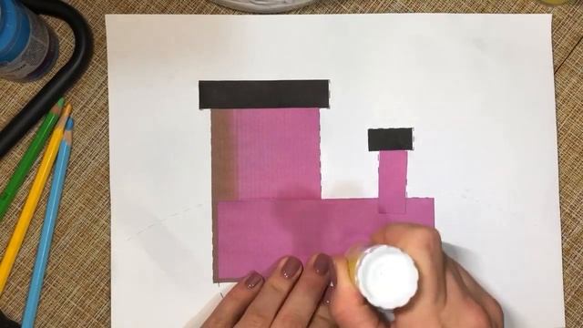Паровозик .Аппликация из Фигур смотреть онлайн