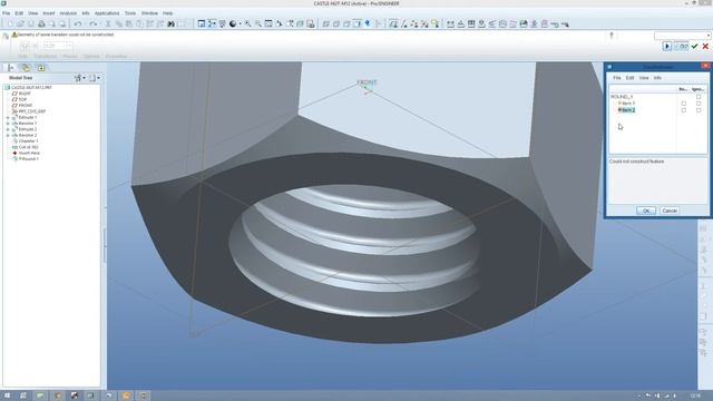 Castle nut with axle pin in ProE смотреть онлайн