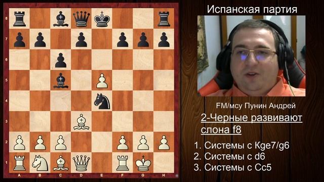 Испанская партия (за белых). Часть 2. Черные развивают слона f8. Релиз курса лекций. смотреть онлайн