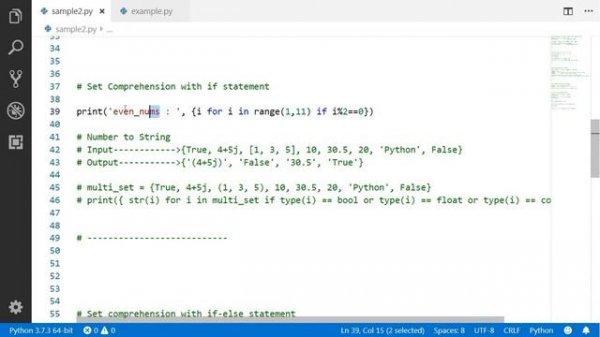 Sets Comprehension in Python