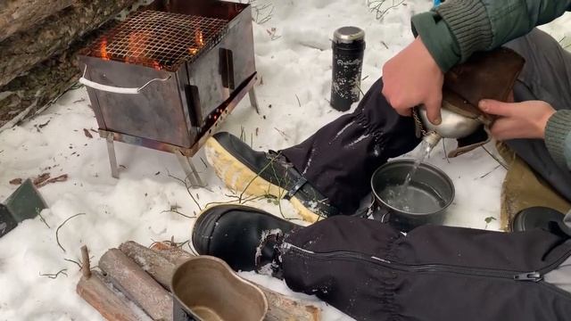 Поход на лыжах | Холодная ночевка в палатке | Бушкрафт лагерь | Походная кухня