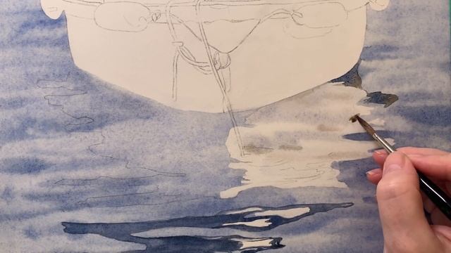 Painting water in watercolor. Watercolor Boat смотреть онлайн