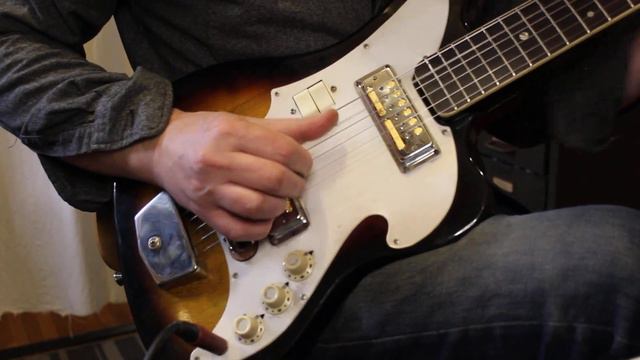 60's Zenon/Teisco MIJ Baritone Guitar, Gold Foil Pickups+Waterslide Guitars Rubber Bridge Conversio смотреть онлайн