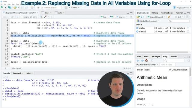 R Replace NA Values by Column Mean (Example) | Missing Data Imputation | Substitute Variable Averag смотреть онлайн