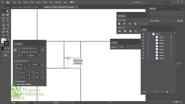 Золотое сечение Как нарисовать спираль Числа фибоначчи Идеальная форма Илюстратор Illustrator 1618 смотреть онлайн