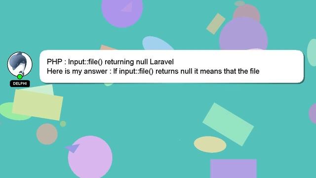 PHP : Input::file() returning null Laravel смотреть онлайн