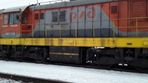 Звук двигателя тепловоза ЧМЭ3-3236 на станции Човью.