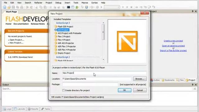 Устанавливаем FlashDevelop и разглядываем Flash IDE смотреть онлайн