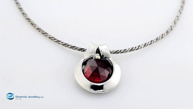 Simenda Jewellery Sterling silver 925 with granat stone pendent смотреть онлайн