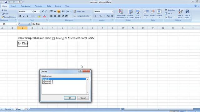 Cara mengembalikan sheet yg hilang di Microsoft excel 2007 karena di hide смотреть онлайн