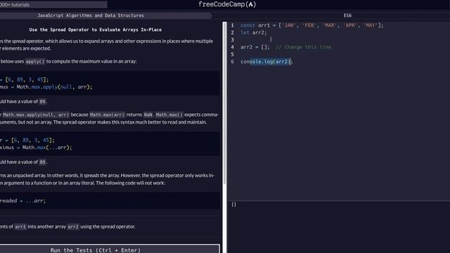 08 Use the Spread Operator to Evaluate Arrays In-Place - ES6- FreeCodeCamp Solution - Javascript FC смотреть онлайн