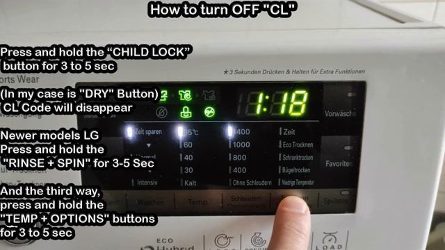 LG washing machines Error Code CL What is and how to turn OFF смотреть онлайн