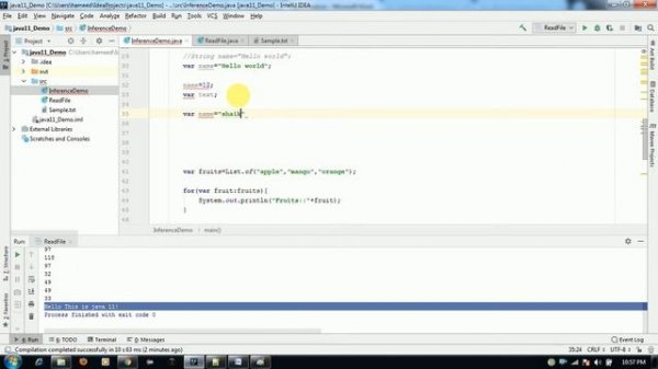 First Contact With 'var' In Java 10 and  'var' lambda Java 11 example