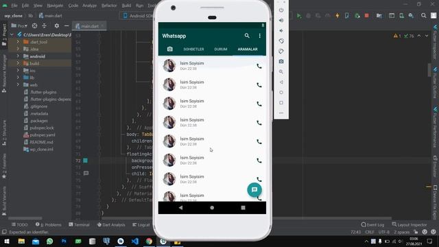 FLUTTER İLE WHATSAPP UI KLON UYGULAMASI || WHATSAPP UI CLONE APP WITH FLUTTER смотреть онлайн