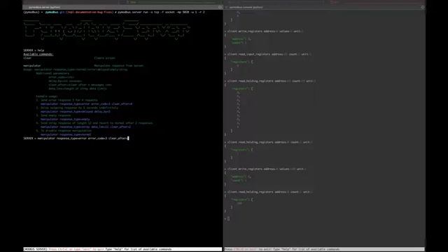 Pymodbus Server REPL смотреть онлайн