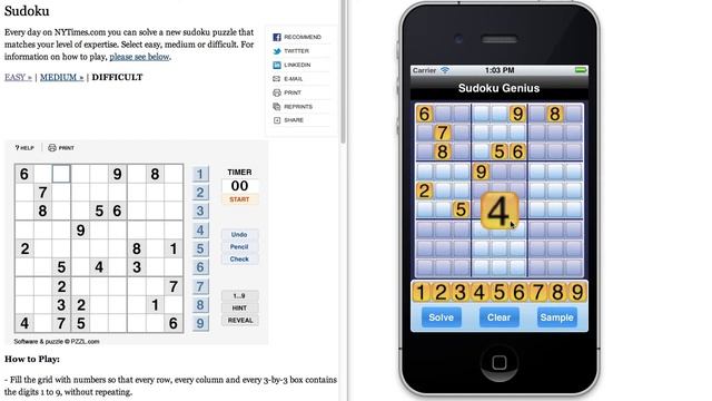 Sudoku Genius - iPhone / iPad App Solves any Sudoku Puzzle Automatically смотреть онлайн