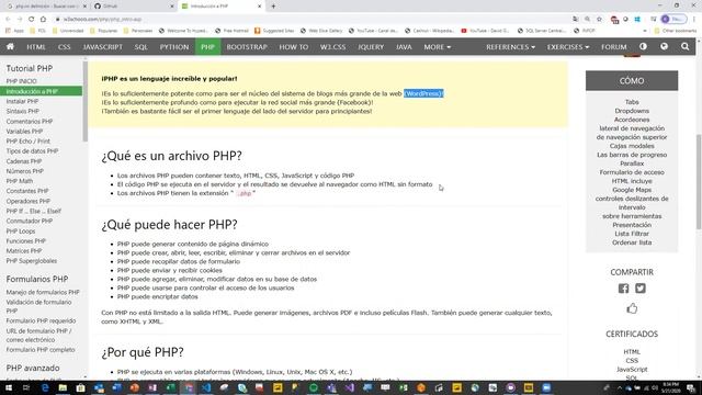 PHP Introducción y página de referencia w3schools смотреть онлайн