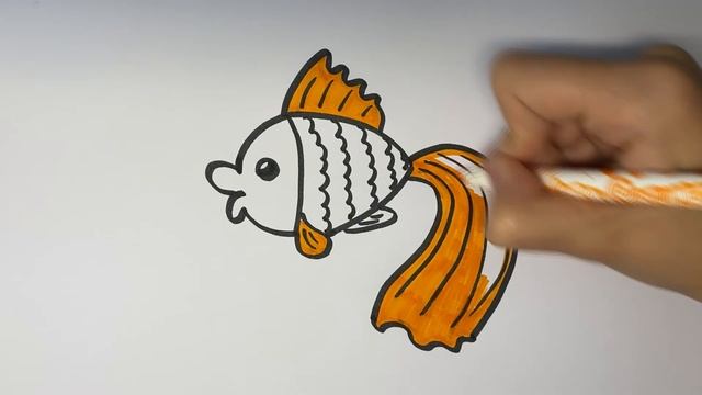 How to draw a GOLDFISH for kids - Рисуем ЗОЛОТУЮ РЫБКУ для детей смотреть онлайн