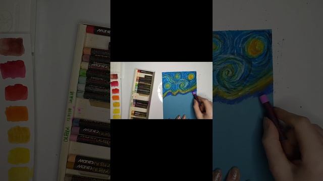 Пейзаж в стиле вангог масляной пастелью Marie's смотреть онлайн