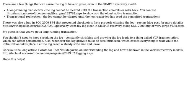 DevOps & SysAdmins: Transaction Log filling up on SQL database set to Simple (3 Solutions!!) смотреть онлайн