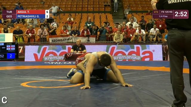 1/4 FS - 125 kg: T. AKGUL (TUR) df. G. PETRIASHVILI (GEO) by TF, 14-4 смотреть онлайн