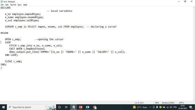 Cursors in Oracle PL SQL- ORACLE SQL & PL/SQL Full Course in Telugu-Lesson-38 смотреть онлайн
