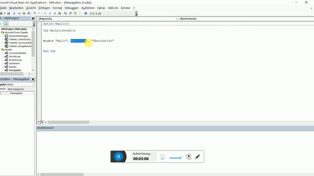 VBA Programmierung #19 - MessageBox einfügen, bearbeiten смотреть онлайн