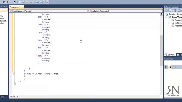 Count vowels in a string - C# смотреть онлайн