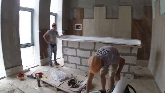 Монтаж столешниц из искусственного камня с подсветкой для ЖК ГОРОД. Solid surface TriStone. смотреть онлайн