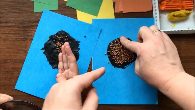 Подсолнухи. Простая композиция для развития мелкой моторики и речи ребенка.