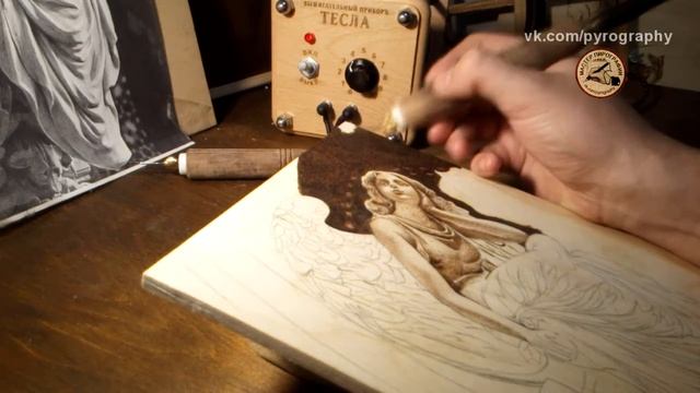 Выжигатель ТЕСЛА. Пирография, картина "Ангел" (процесс). смотреть онлайн