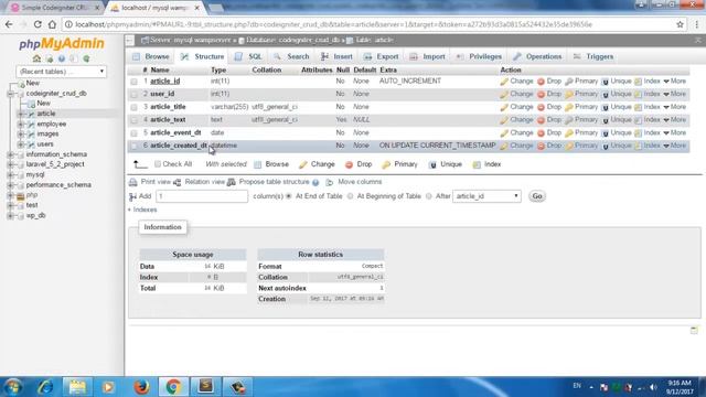 Codeigniter CRUD project bootstrap 4 creating database part 2 смотреть онлайн