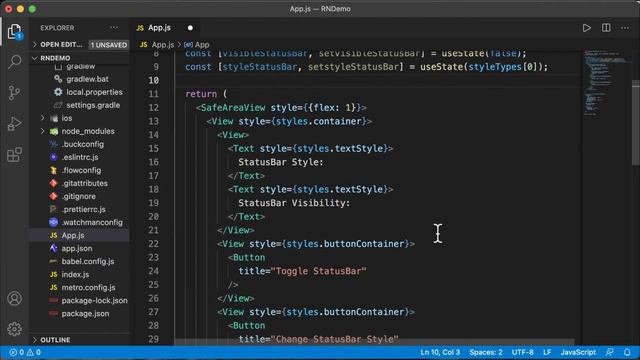 React Native: StatusBar (Visible & change Style) смотреть онлайн