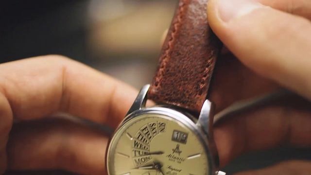 BRUSNITCYN. Ремешок из кожи телёнка для часов Atlantic. смотреть онлайн