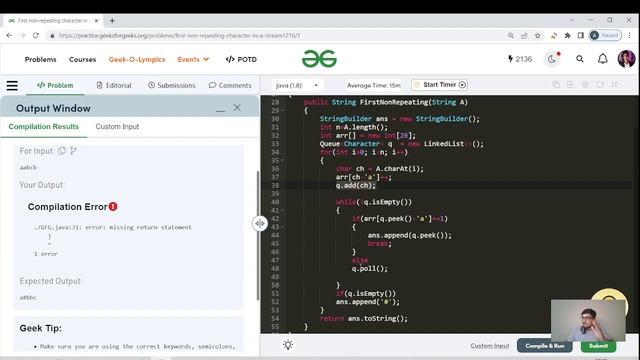 Day 263 - First non-repeating character in a stream | JAVA | C++ | GFG POTD | 17 July смотреть онлайн