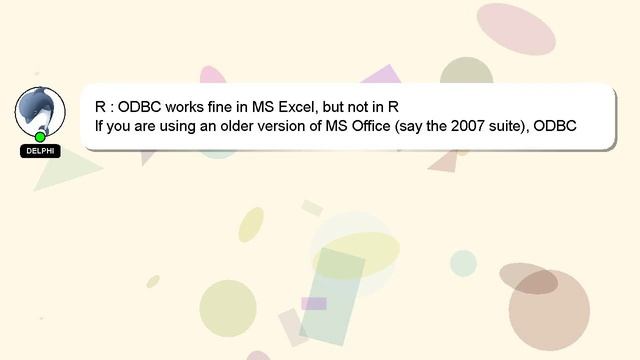 R : ODBC works fine in MS Excel, but not in R смотреть онлайн