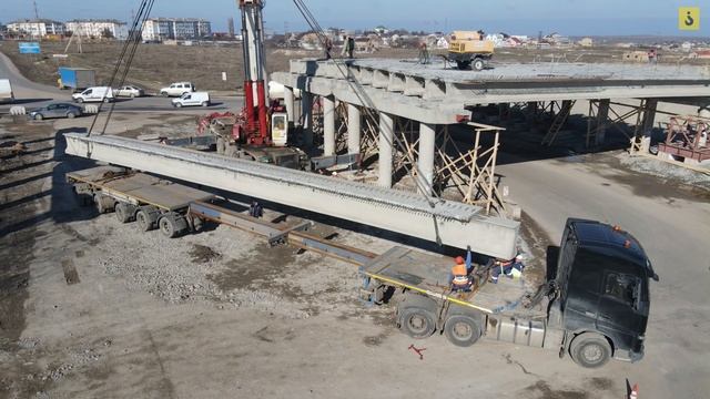 Крым. Николаевская развязка. Кольцо после трассы Дубки-Левадки. Демонтаж балок пролетного строения.