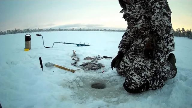 Отличный клев на мормышку и балансир. Ловля окуня. Зимняя рыбалка на озере. смотреть онлайн