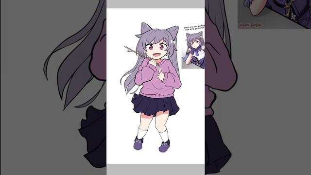 Cute Smol Keqing Genshin Impact! TIME LAPSE DRAWING смотреть онлайн