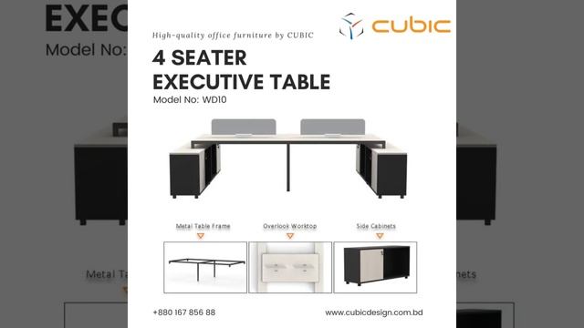 4 seater executive table black and white color | Cubic interior design смотреть онлайн