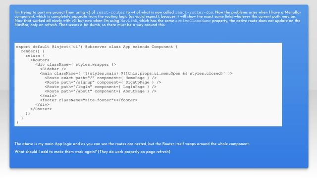 React Router v4 NavLink active route смотреть онлайн