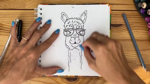 Рисунок скетч маркерами "Лама" для скетчбука | Срисовка картинки для начинающих смотреть онлайн