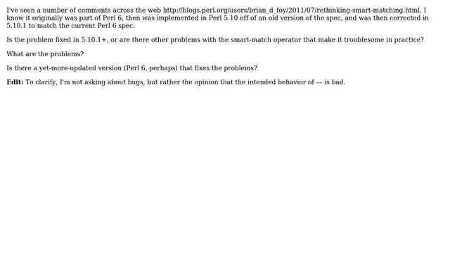 Software Engineering: Why is Perl 5's smart-match operator considered broken? (2 Solutions!!) смотреть онлайн