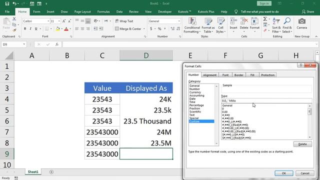 excel custom number format millions thousands смотреть онлайн