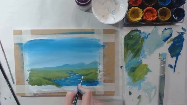 Как нарисовать ручей | Полный пошаговый урок по рисованию гуашью смотреть онлайн