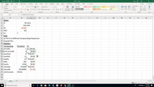 Use Excel to Calculate the Future Values of an investment at different compounding frequencies. смотреть онлайн