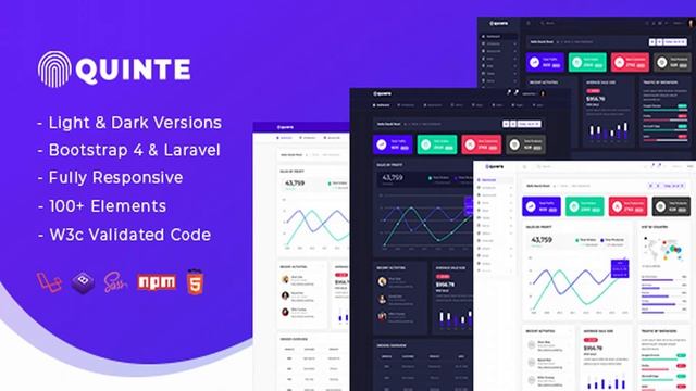 Quinte - Bootstrap 4 + Laravel Admin Dashboard Template | Themeforest Website Templates and Themes смотреть онлайн