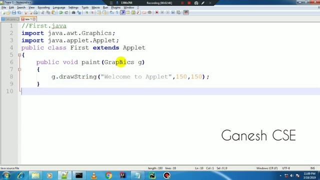 Java programming : how to make first applet program смотреть онлайн