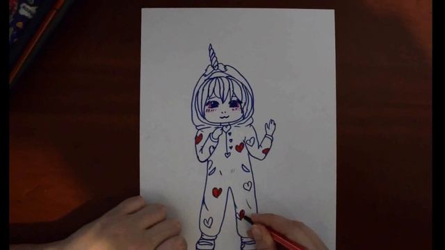 РИСУЕМ ЕДИНОРОГА!! 10 минут/ девочка в кигуруми единорожка смотреть онлайн